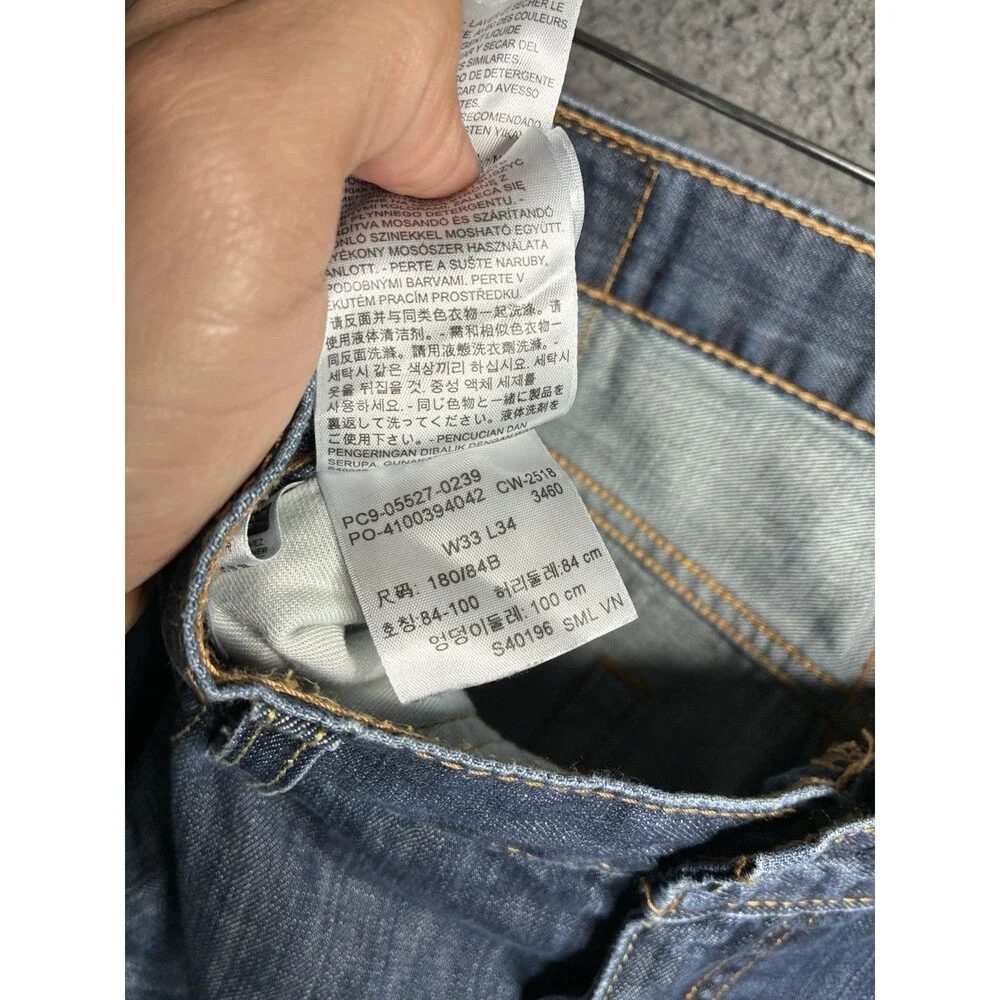 Levis Jeans Mens (Measured 34x33) Blue Denim 527 Low Boot Cut Dark Wash Flare